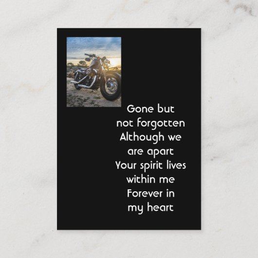 Memorial Keepsake Motorcycle Chopper Visitekaartje (Achterkant)