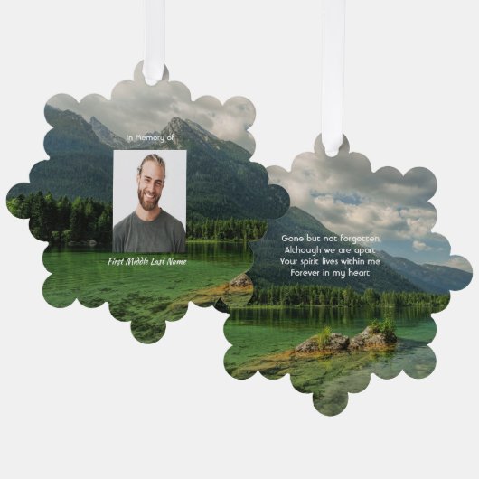 Memorial Keepsake Mountain Lake Landscape  Ornament Kaart (Voorkant / Achterkant)