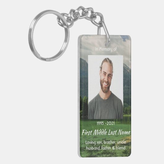 Memorial Keepsake Mountain Lake Landscape  Sleutelhanger (Voorkant Links)