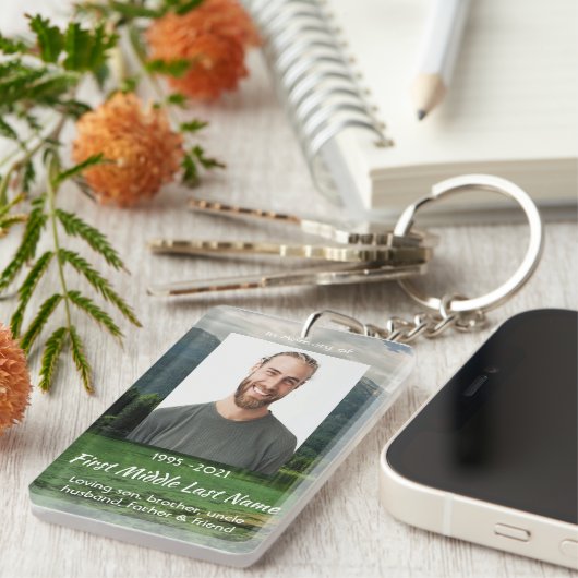 Memorial Keepsake Mountain Lake Landscape  Sleutelhanger (Voorkant Rechts)