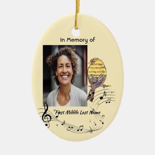  Memorial Keepsake Music Bird Keramisch Ornament (Voorkant)