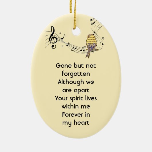  Memorial Keepsake Music Bird Keramisch Ornament (Achterkant)