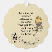  Memorial Keepsake Music Bird Ornament Kaart (Achterkant)