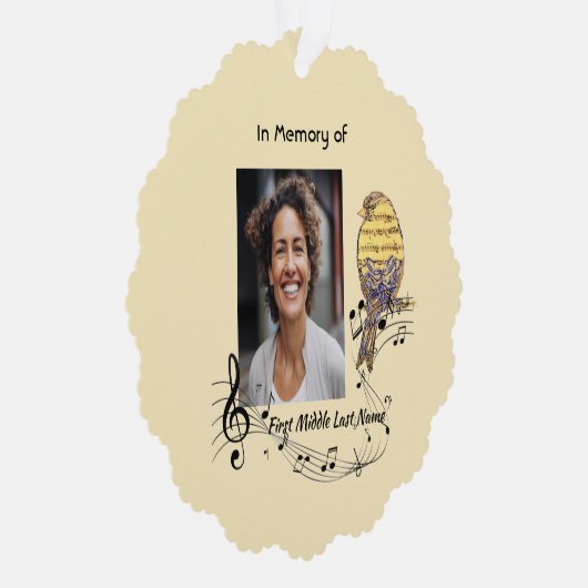  Memorial Keepsake Music Bird Ornament Kaart (Rechts)