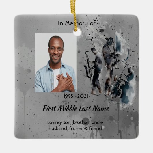 Memorial Keepsake Music Jazz Band Keramisch Ornament (Voorkant)