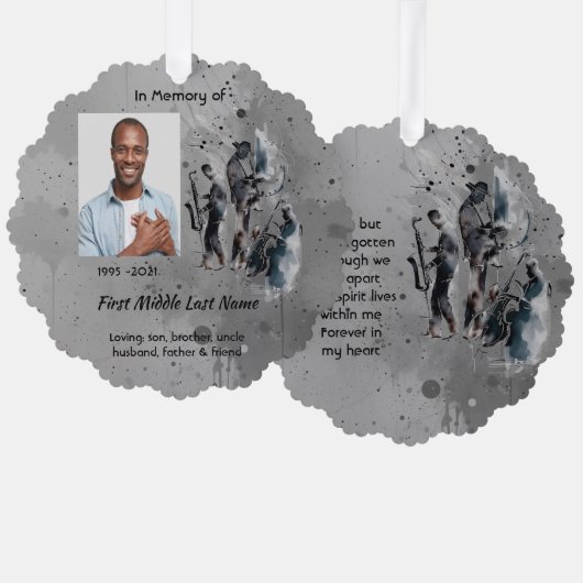 Memorial Keepsake Music Jazz Band Ornament Kaart (Voorkant / Achterkant)