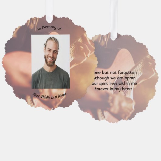 Memorial Keepsake Musician Piano Guitar Ornament Kaart (Voorkant / Achterkant)