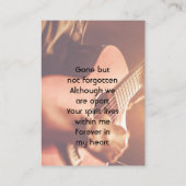 Memorial Keepsake Musician Piano Guitar  Visitekaartje (Achterkant)