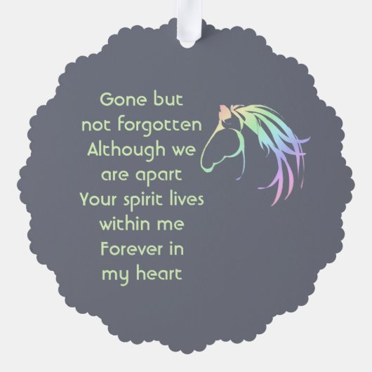 Memorial Keepsake Pastel Horse Art Ornament Kaart (Achterkant)