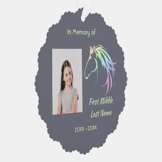 Memorial Keepsake Pastel Horse Art Ornament Kaart (Rechts)