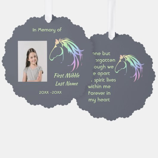 Memorial Keepsake Pastel Horse Art Ornament Kaart (Voorkant / Achterkant)