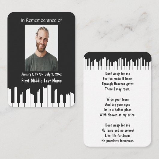 Memorial Keepsake Piano Musician Cityscape Visitekaartje (Voorkant / Achterkant)