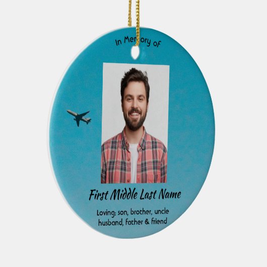 Memorial Keepsake Pilot Airplane Flying Keramisch Ornament (Rechts)