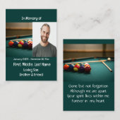 Memorial Keepsake Pool spel Visitekaartje (Voorkant / Achterkant)