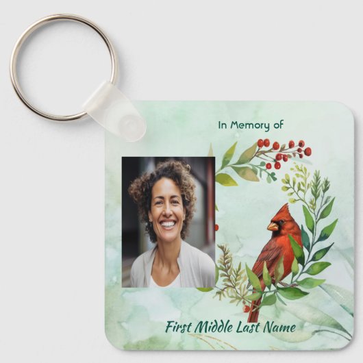 Memorial Keepsake Red Cardinal Bird Sleutelhanger (Voorkant)