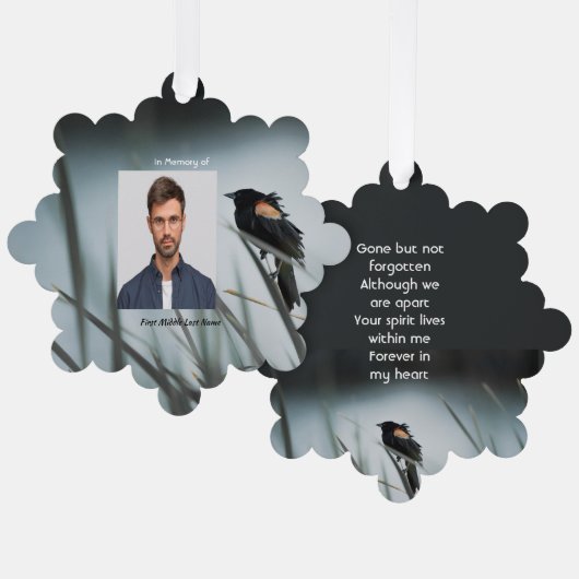 Memorial Keepsake  Red-wing Blackbird Ornament Kaart (Voorkant / Achterkant)