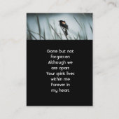  Memorial Keepsake  Red-wing Blackbird Visitekaartje (Achterkant)