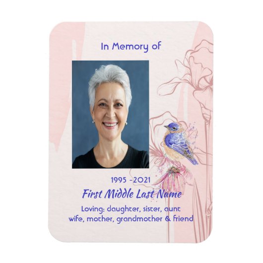 Memorial Keepsake Remembrance Bluebird Garden Magneet (Verticaal)