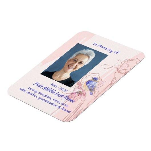 Memorial Keepsake Remembrance Bluebird Garden Magneet (Linkerzijde)