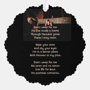 Memorial Keepsake Remembrance Muziekgitaar Ornament Kaart