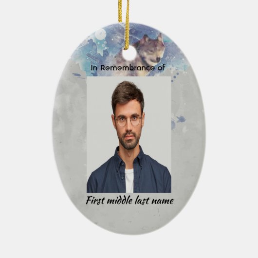 Memorial Keepsake  Remembrance Wolf Keramisch Ornament (Achterkant)