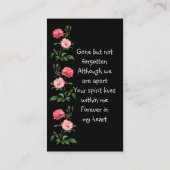 Memorial Keepsake  Roses Garden Flowers Visitekaartje (Achterkant)
