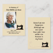 Memorial Keepsake Seamstress  Visitekaartje (Voorkant / Achterkant)