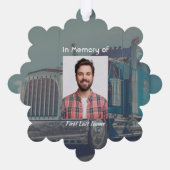 Memorial Keepsake Semi Truck Trailer Ornament Kaart (Achterkant)