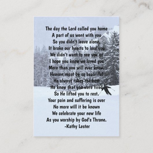 Memorial Keepsake Skiën Skiën Sneeuw Winter Ski Visitekaartje (Achterkant)