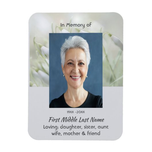 Memorial Keepsake Snowdrop Flowers Magneet (Verticaal)