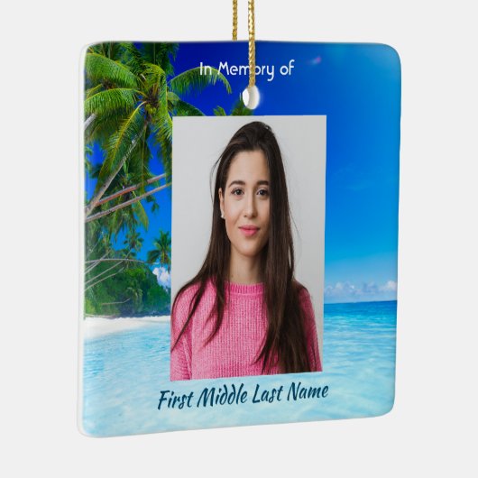 Memorial Keepsake Tropical Beach Exotic Keramisch Ornament (Rechts)