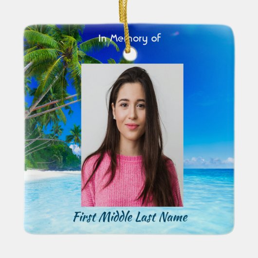 Memorial Keepsake Tropical Beach Exotic Keramisch Ornament (Voorkant)