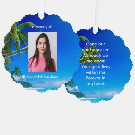 Memorial Keepsake Tropical Beach Exotic Ornament Kaart (Voorkant / Achterkant)