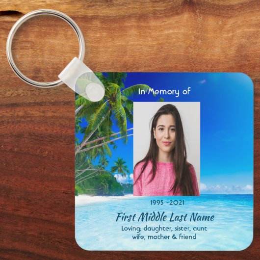 Memorial Keepsake Tropical Beach Exotic Sleutelhanger (Voorkant)