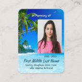Memorial Keepsake Tropical Beach Exotic Visitekaartje (Achterkant)