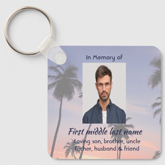 Memorial Keepsake Tropical Beach Sleutelhanger (Voorkant)