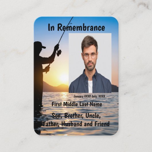 Memorial Keepsake visser Vist vis Visitekaartje (Voorkant)