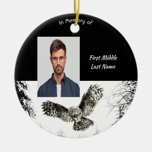 Memorial Keepsake Watercolor Owl Bird Keramisch Ornament (Voorkant)