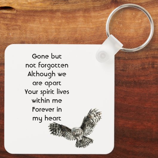 Memorial Keepsake Watercolor Owl Bird Sleutelhanger (Achterkant)