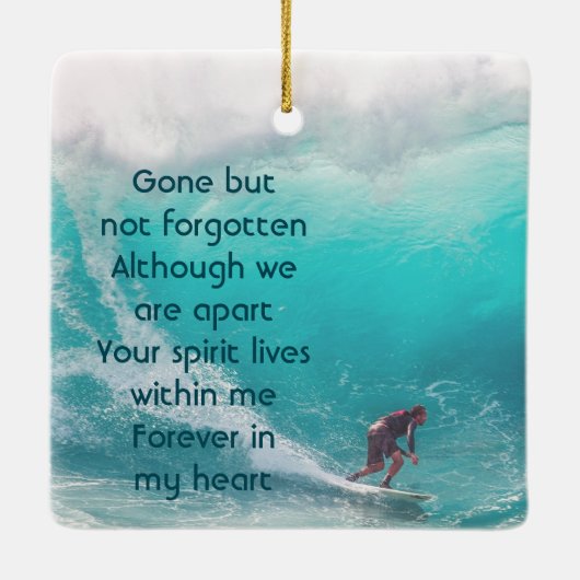 Memorial Keepsake  Wave Surfer Water Keramisch Ornament (Achterkant)