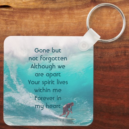 Memorial Keepsake  Wave Surfer Water Sleutelhanger (Achterkant)