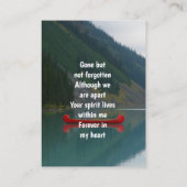 Memorial Keepsake Wilderness Lake Canoe Visitekaartje (Achterkant)