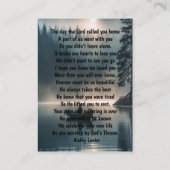 Memorial Keepsake Wilderness Lake Canoe Visitekaartje (Achterkant)