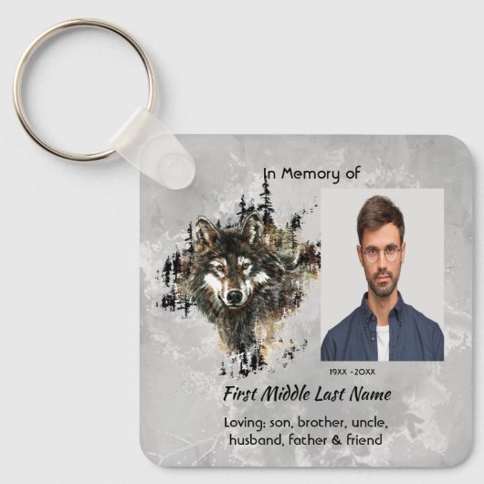 Memorial Keepsake Wolf Wolves Animal art Sleutelhanger (Voorkant)