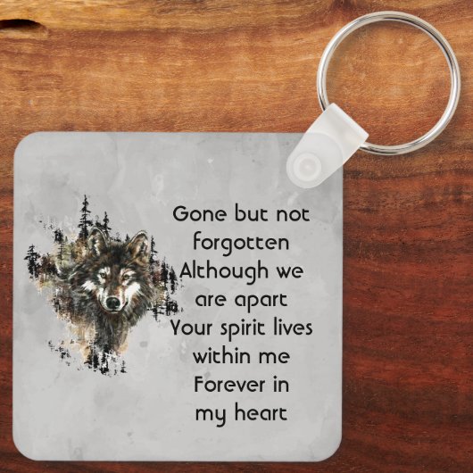 Memorial Keepsake Wolf Wolves Animal art Sleutelhanger (Achterkant)