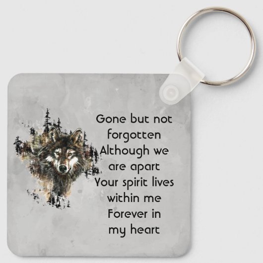 Memorial Keepsake Wolf Wolves Animal art Sleutelhanger (Achterkant)