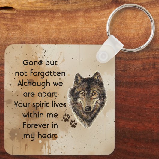 Memorial Keepsake Wolf Wolves Animal Sleutelhanger (Achterkant)