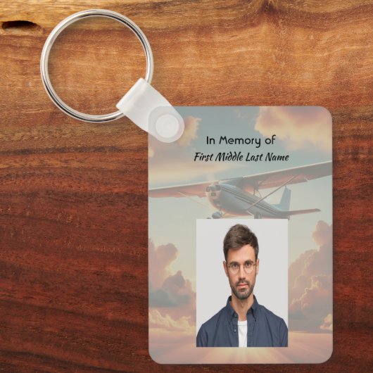 Memorial Keepsakes Pilot Airplane Sunset Sleutelhanger (Voorkant)