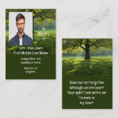 Memorial Keepslag Beauful Shade Tree Lawn Visitekaartje (Voorkant / Achterkant)