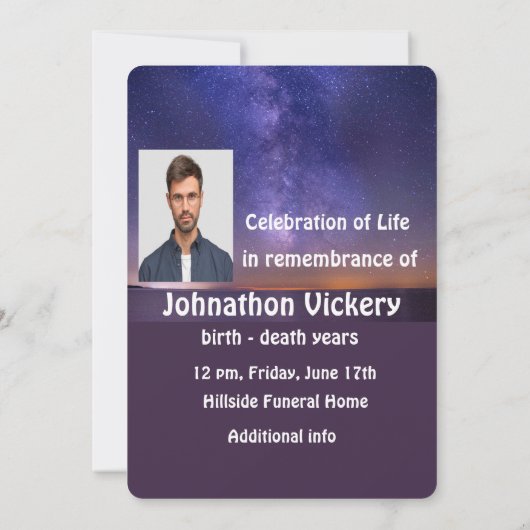 Memorial Keepslag Beauful Starry Sky Kaart (Achterkant)